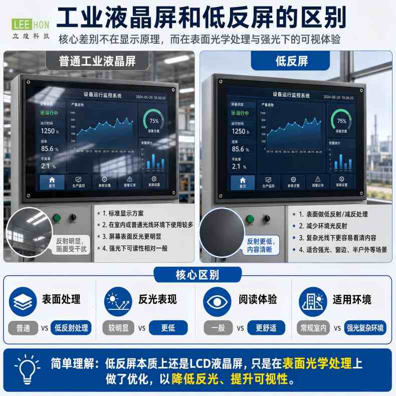 LCD工业液晶屏和低反屏哪个好？工