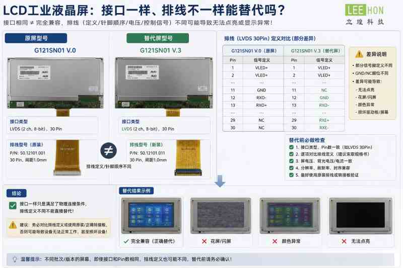 LCD工业液晶屏接口一样、排线不一