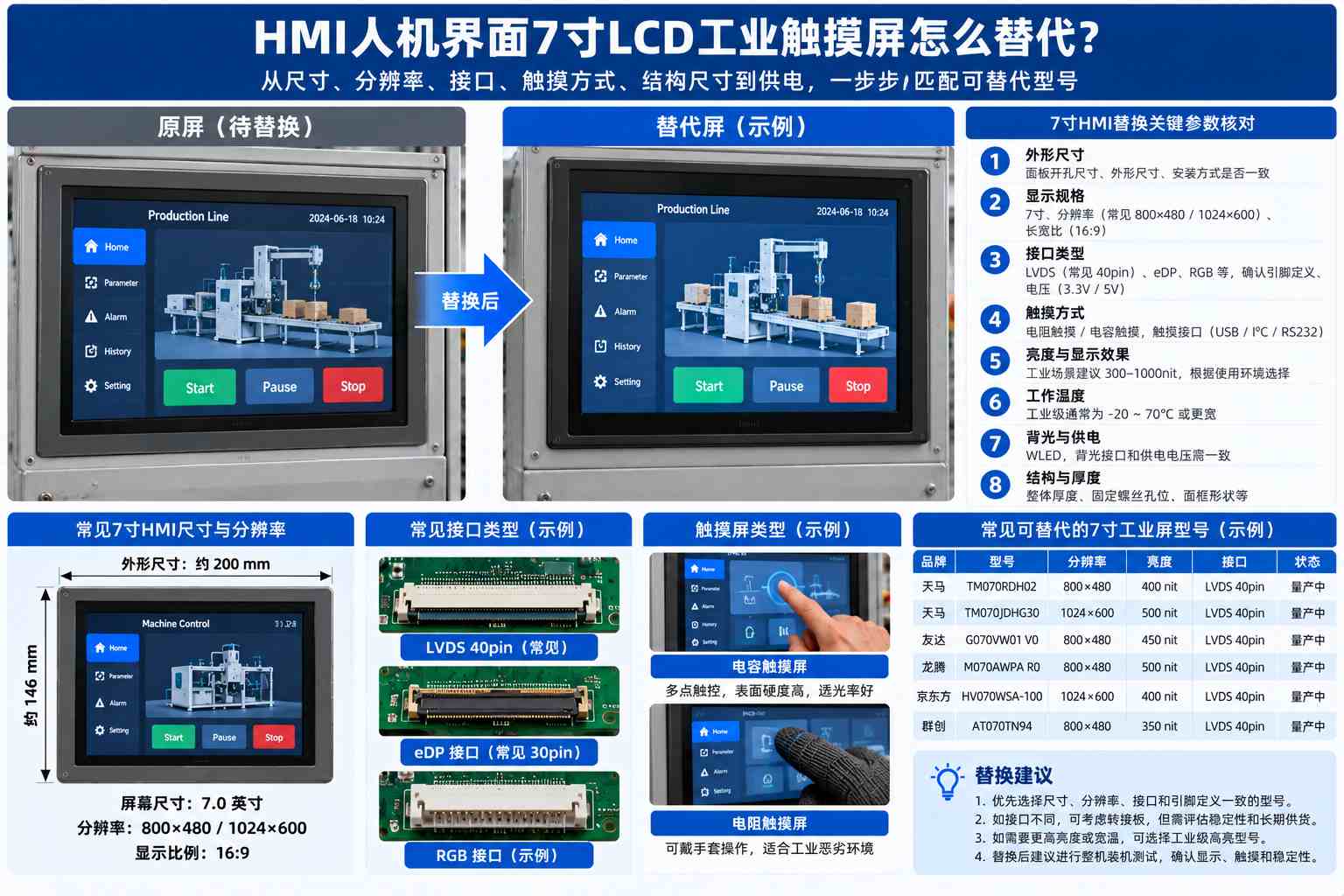 HMI人机界面7寸LCD工业触摸屏怎么