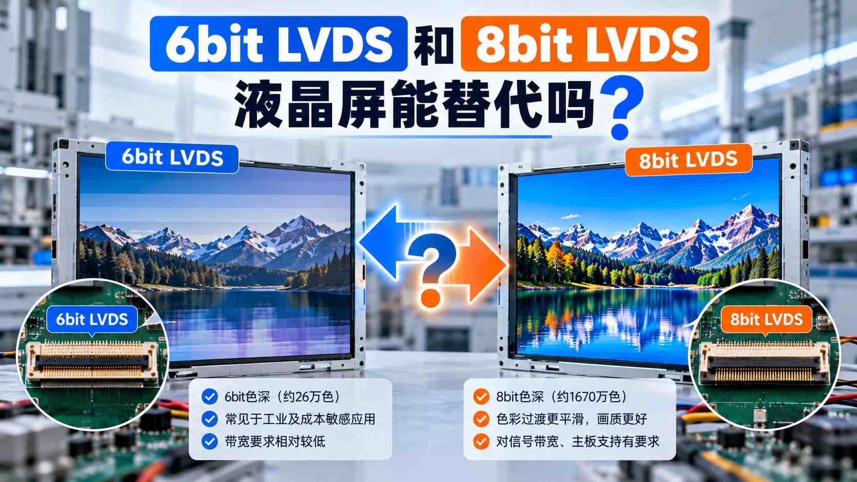 6bit LVDS和8bit LVDS液晶屏能替代吗？