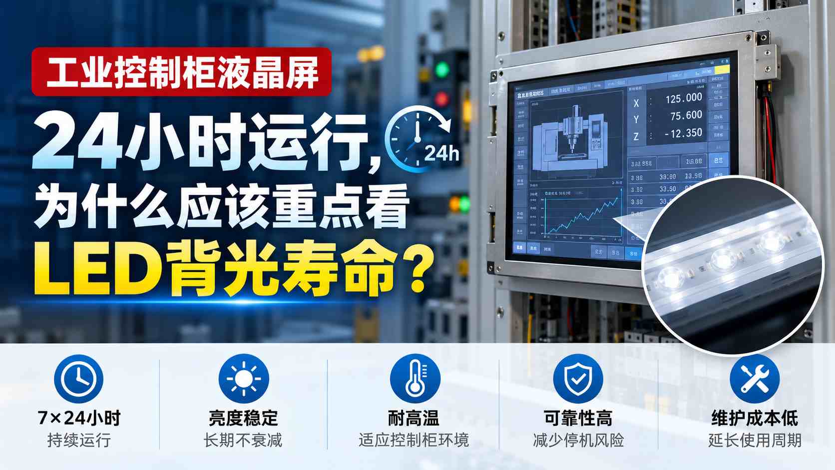 工业控制柜LCD液晶屏长期24小时运