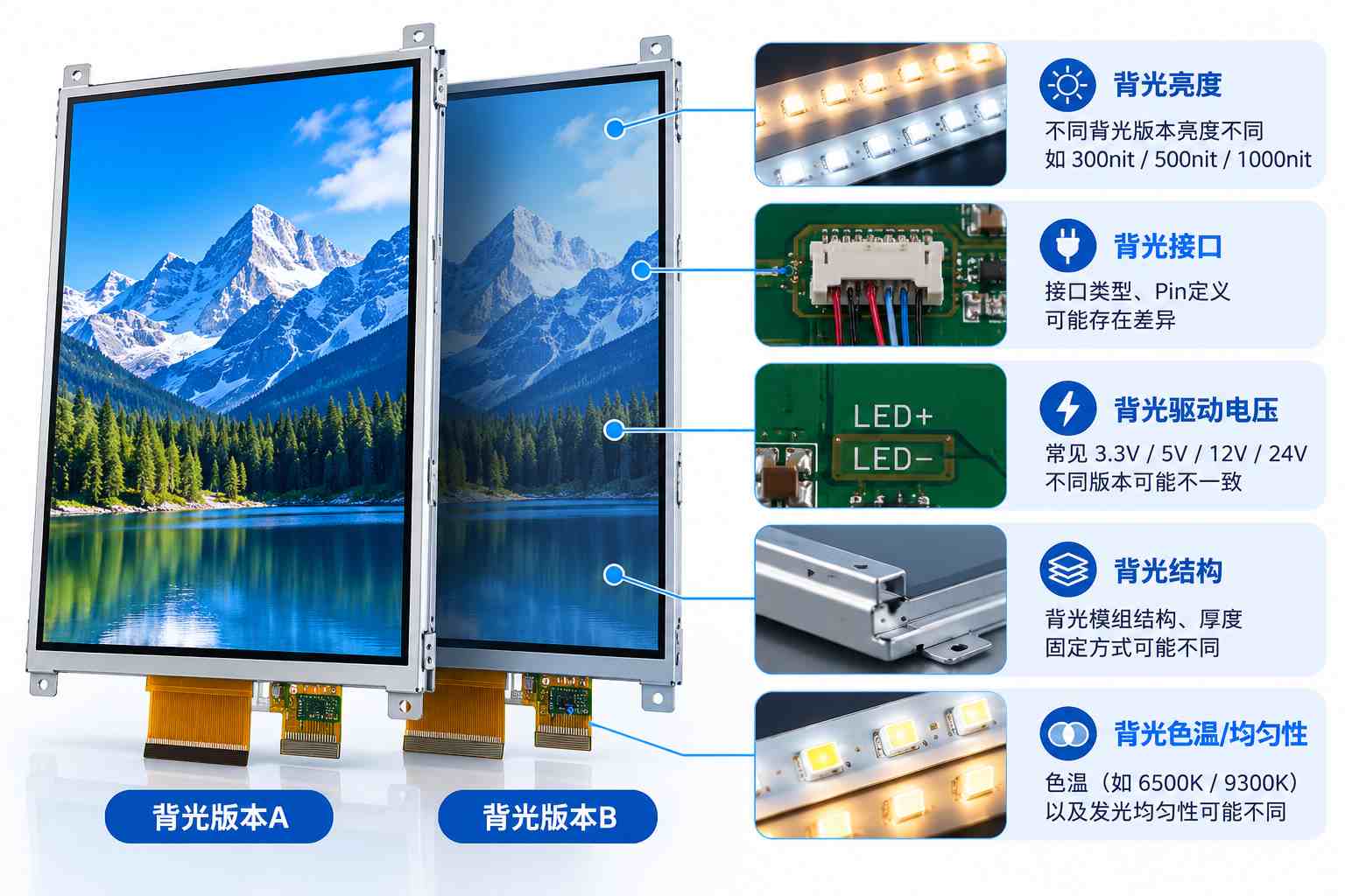 京东方同系列LCD背光版本不同，替